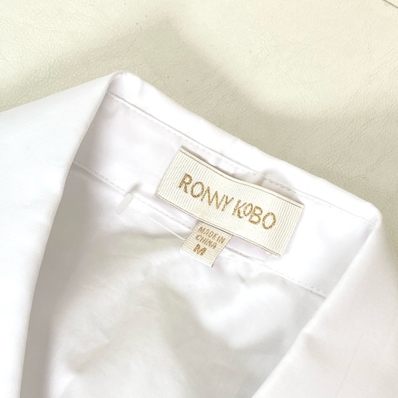 Ronny Kobo Kayla Open Back Button Down Tie Cut Out Shirt Top Blouse Medium - Picture 6 of 9